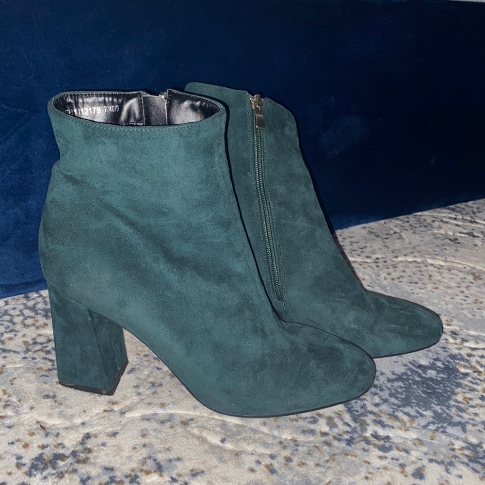 Hunter Green Suede Booties